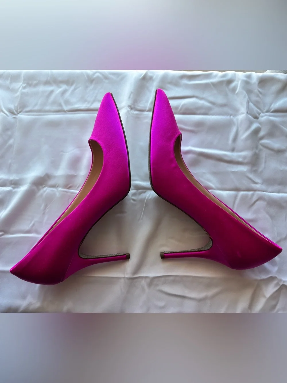 J. Crew Hot Pink Pointed Toe Pumps with Glitter Soles